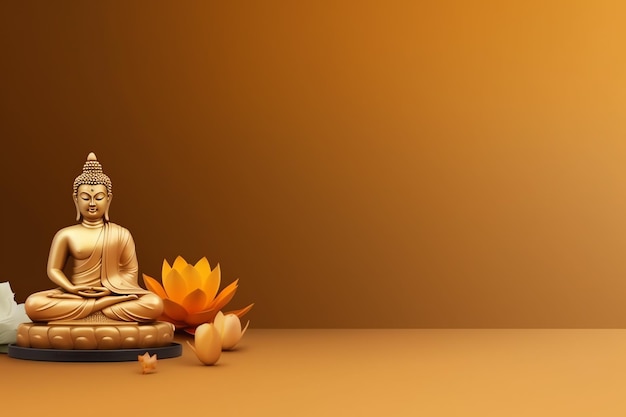 A buddha sits in in vesak buddha purnima day with copy space Background for vesak festival day