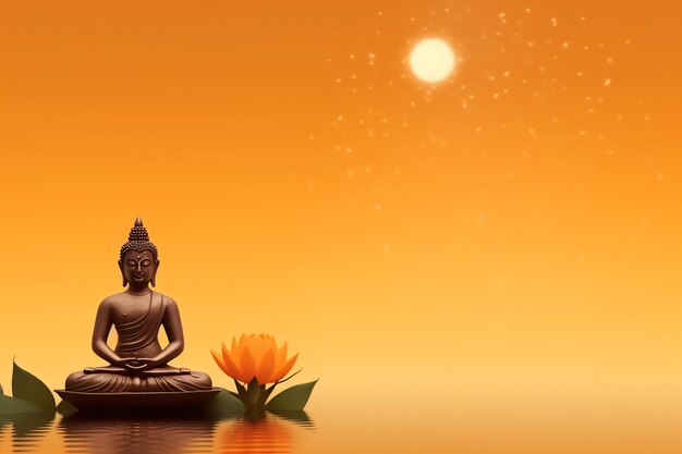 A buddha sits in in vesak buddha purnima day with copy space background for vesak festival day