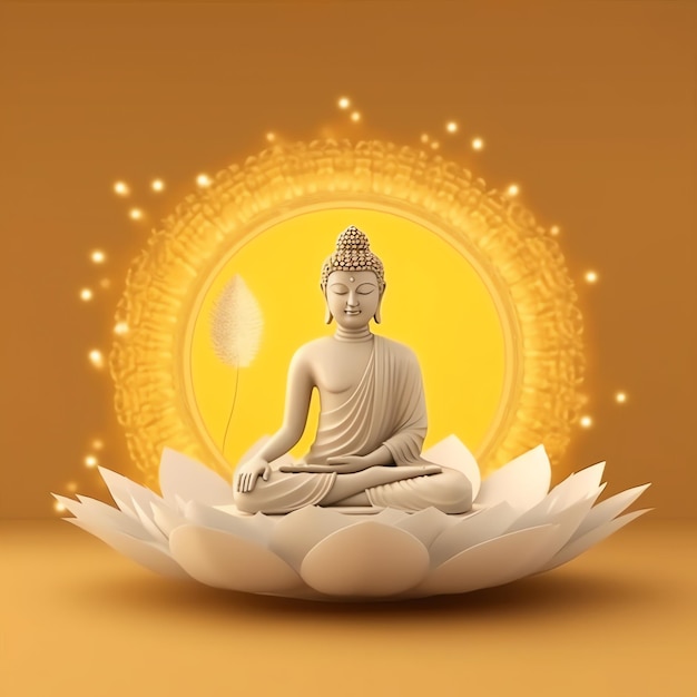 A buddha sits in in vesak buddha purnima day with copy space background for vesak festival day