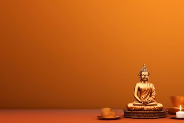 A buddha sits in in vesak buddha purnima day with copy space background for vesak festival day