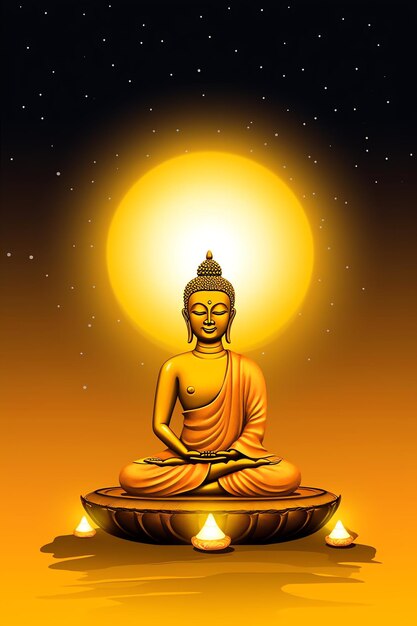 Photo a buddha sits in in vesak buddha purnima day with copy space background for vesak festival day