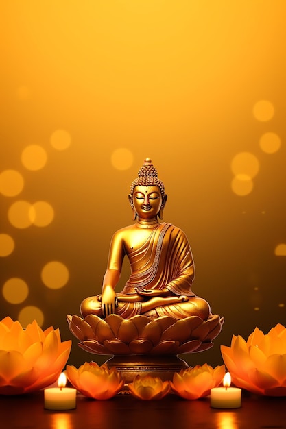 A buddha sits in in vesak buddha purnima day with copy space Background for vesak festival day