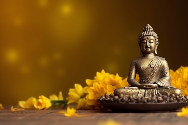 A buddha sits in in vesak buddha purnima day with copy space Background for vesak festival day