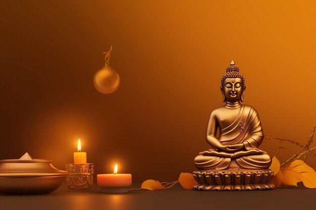 A buddha sits in in vesak buddha purnima day with copy space Background for vesak festival day