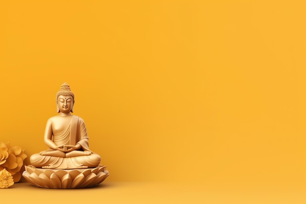 A buddha sits in in vesak buddha purnima day with copy space background for vesak festival day