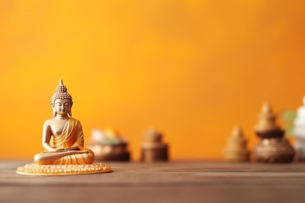 A buddha sits in in vesak buddha purnima day with copy space background for vesak festival day