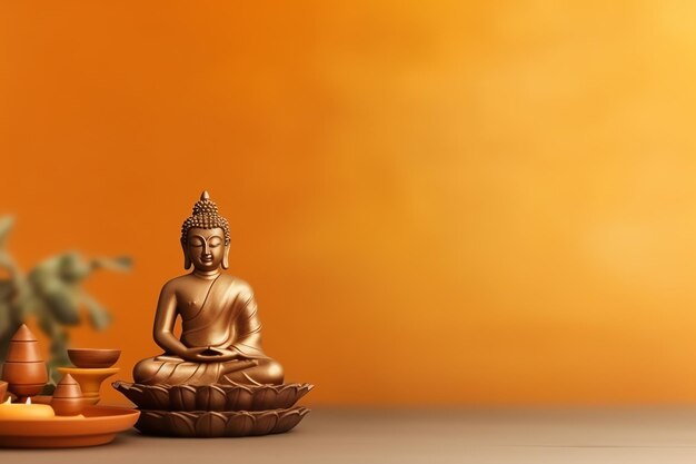 A buddha sits in in vesak buddha purnima day with copy space Background for vesak festival day