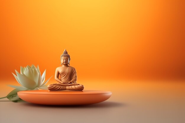 A buddha sits in in vesak buddha purnima day with copy space background for vesak festival day