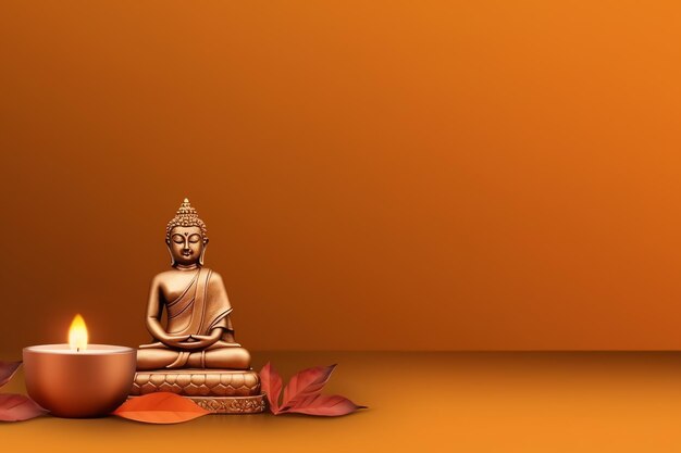 A buddha sits in in vesak buddha purnima day with copy space background for vesak festival day