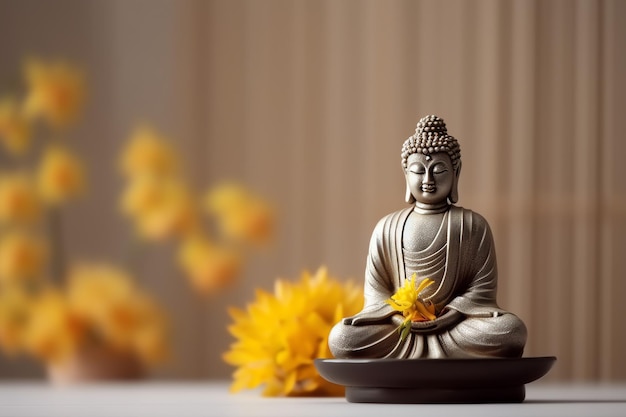 Premium AI Image | A buddha sits in in vesak buddha purnima day with ...