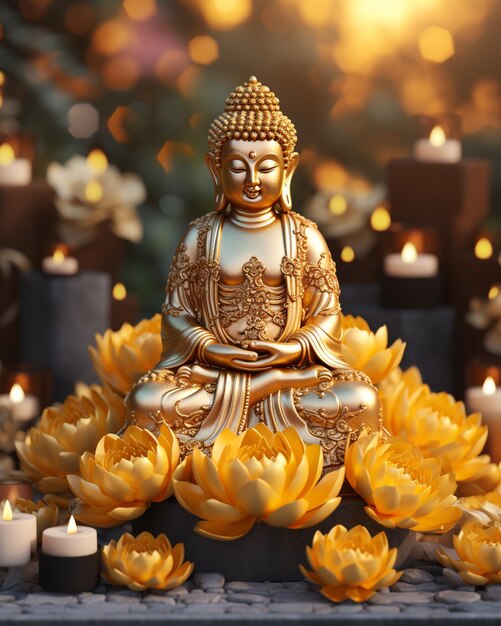 Buddha statue background mahayana new year poster