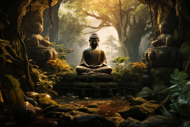 Buddha statue in the forest