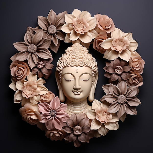 Buddha statue in the form of a flower wreath