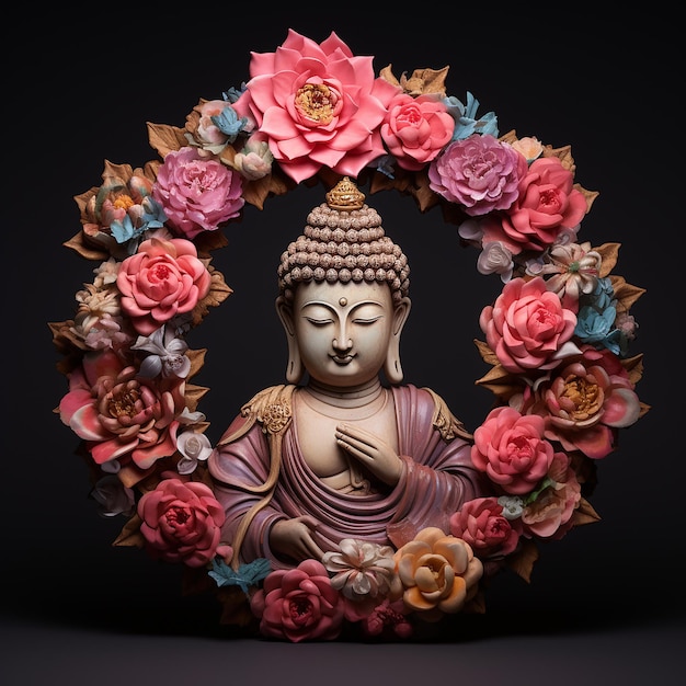 Buddha statue in the form of a flower wreath