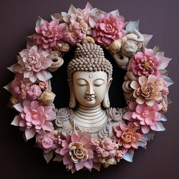 Buddha statue in the form of a flower wreath