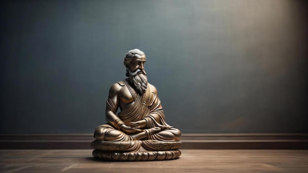 Photo buddha statue in front of a dark background with copy space generative ai