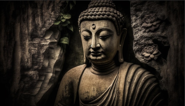 Photo buddha statue, generative ai