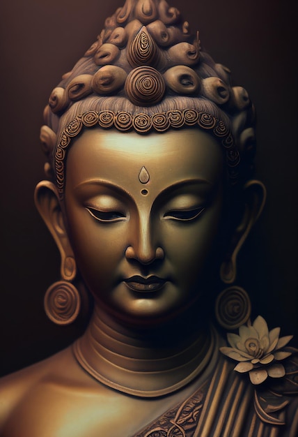 Foto statua di buddha pittura a olio ai generativa