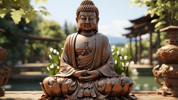 Buddha statue on relaxing background and nature