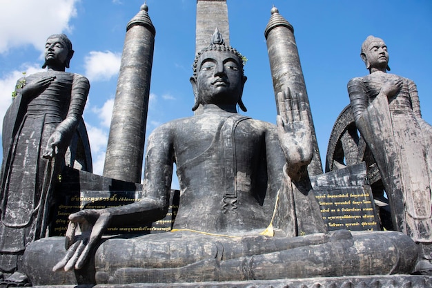 Buddha statue for thai people and foreign travelers travel visit and respect praying blessing with holy at Wat Tham Krabok monastery or Thamkrabok temple in Phra Phutthabat city of Saraburi Thailand