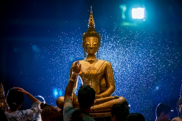 Buddha statue water ceremony in songkran festival