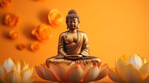 Buddha statue water lotus