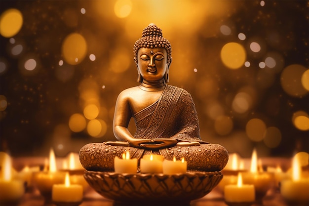 buddha statue with candle light buddha purnima
