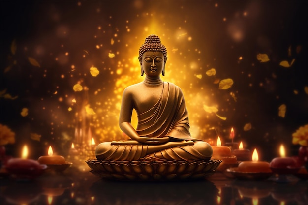 Buddha statue with golden background