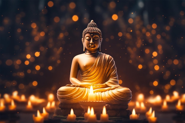 Buddha statue with golden background