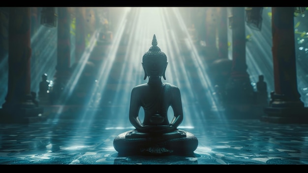 Buddha statue With light transmitted from behind