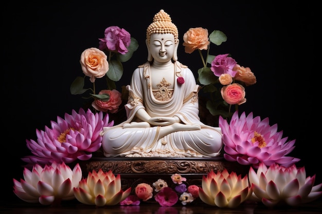 Buddha statue with lotus flower