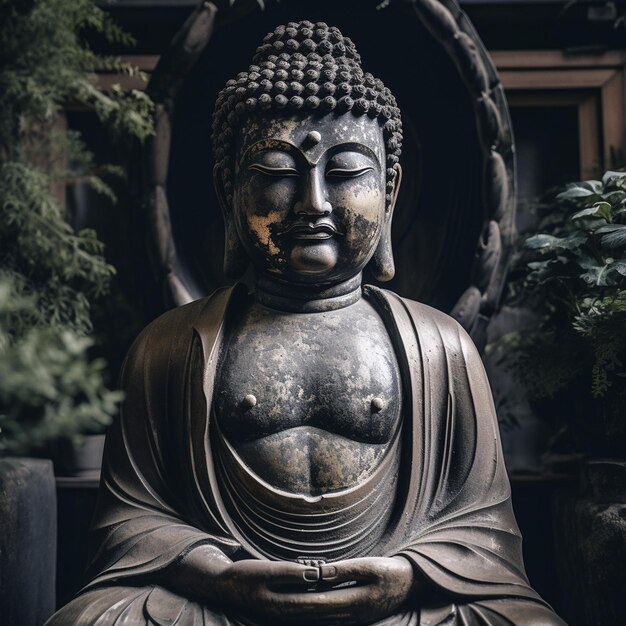 A buddha statue with the word buddha on it