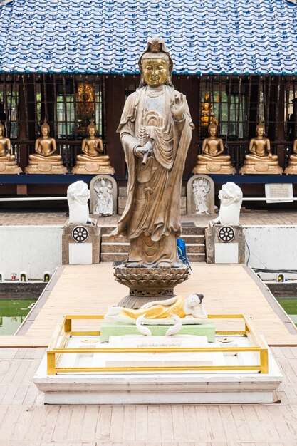 Buddha statues at the Seema Malaka buddhist temple on Beira Lake,  Colombo, Sri Lanka. Seema Malaka is a part of Gangaramaya Temple.