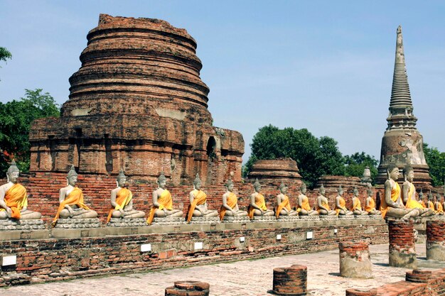 Buddha statues Temple Site Ayutthaya Wat Yai Chaimongkol Thailand Siam Asia