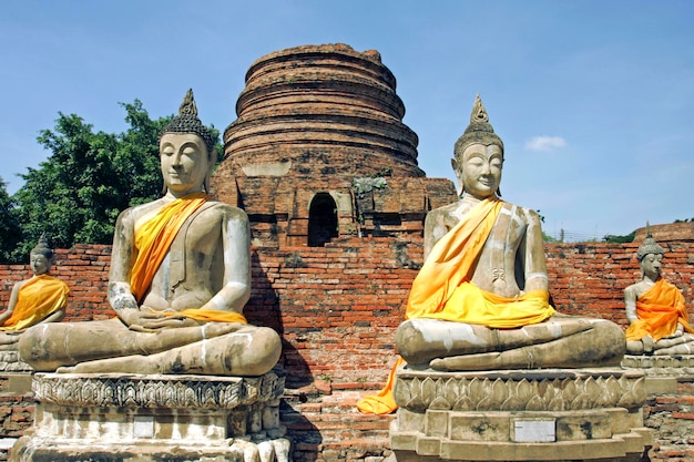 Buddha statues Temple Site Ayutthaya Wat Yai Chaimongkol Thailand Siam Asia