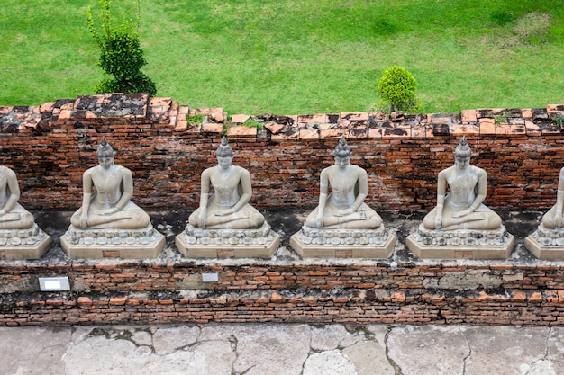 Buddha Statues at Wat Yai Chaimongkol famous and popular tourist destinations Ayutthaya, Thailand.