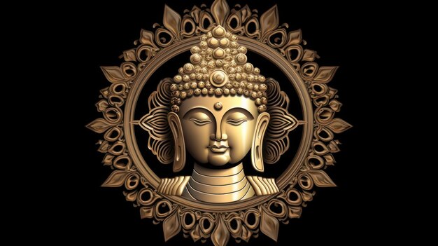 Buddha status with golden color background