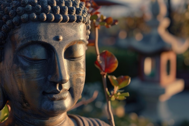 Buddha and sunset