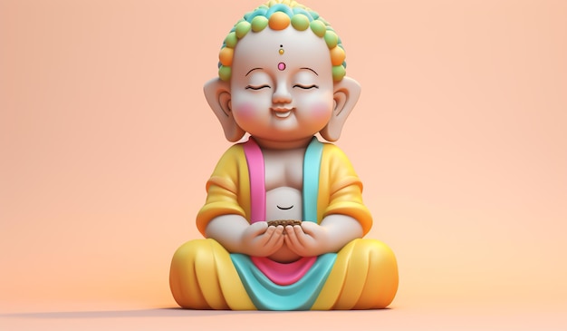 Buddha toy in soft colors plasticized material educational for children to play AI generated