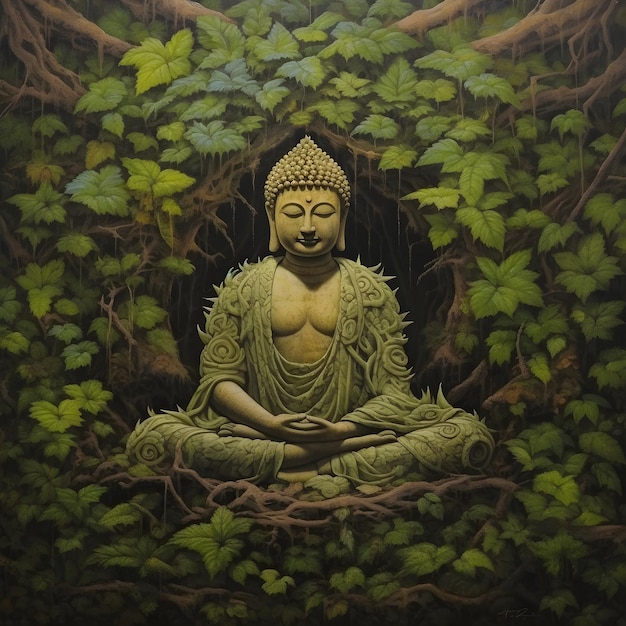 Buddha in the vines art print