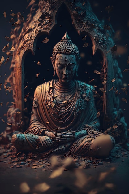 Будда с открытыми глазами под лотосом спиритуалкор