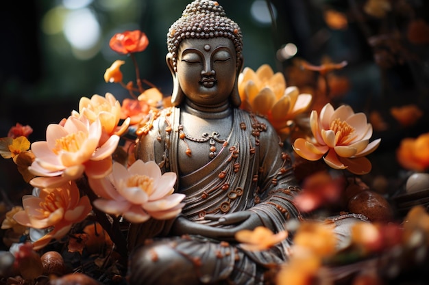 Будда с открытыми глазами под духовным лотосом