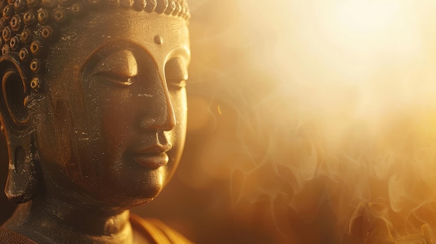 Buddha with sun shining from behind