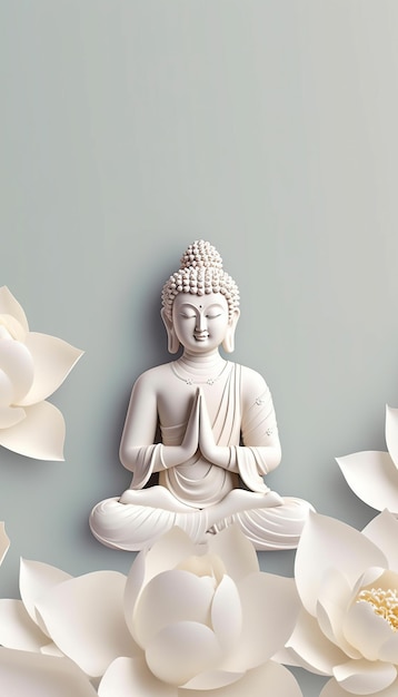 buddhism background with buddha and lotus