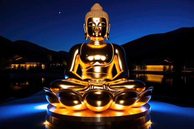 Buddhism Indian religion of peace god Buddha in the lotus position prays for world peace Holy statue worship of all believers