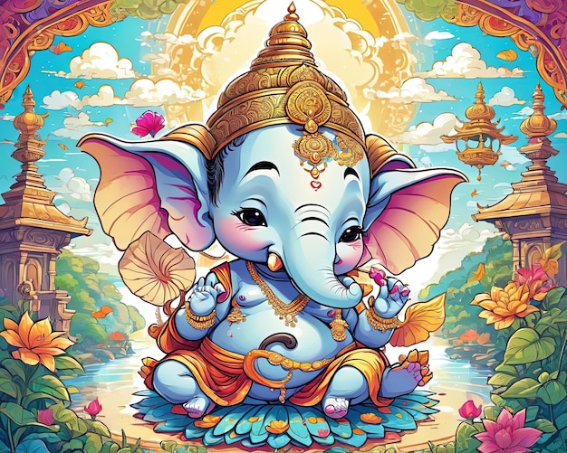 불교 코끼리 신 가네샤 차투르히