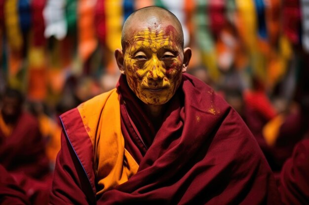 Buddhist lama at Yuru Kabgyat festival in Lamayuru India