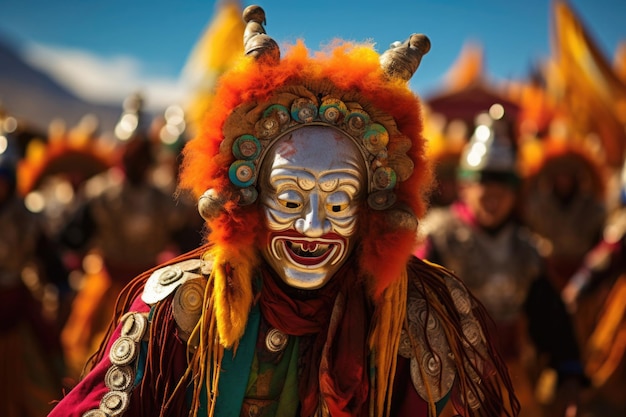 Buddhist lamas at Tsam Dance Festival in Mongolia