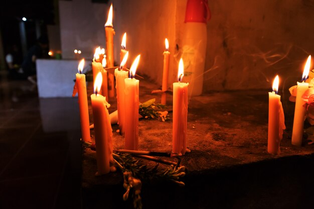 Buddhist light the candle On a religious day