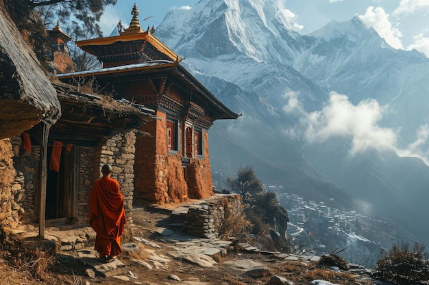 Photo buddhist monastery in tibet